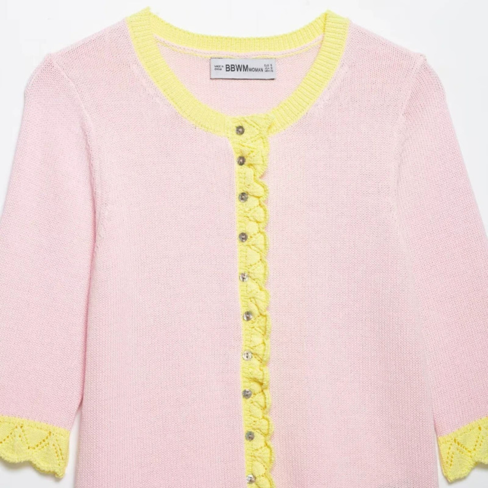 ZARA Fashionable Patchwork Contrast Color Ruffle Knit Sweater